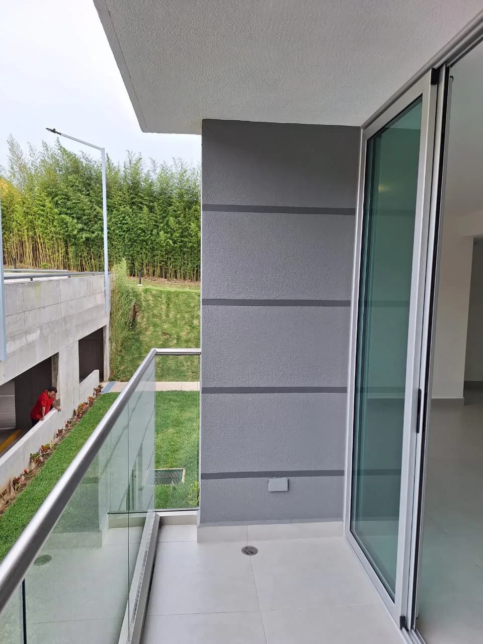 Balcony with glass railing